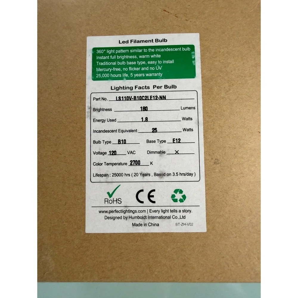 Led Filament Bulb Warm White 30% output Unopened Individual Box